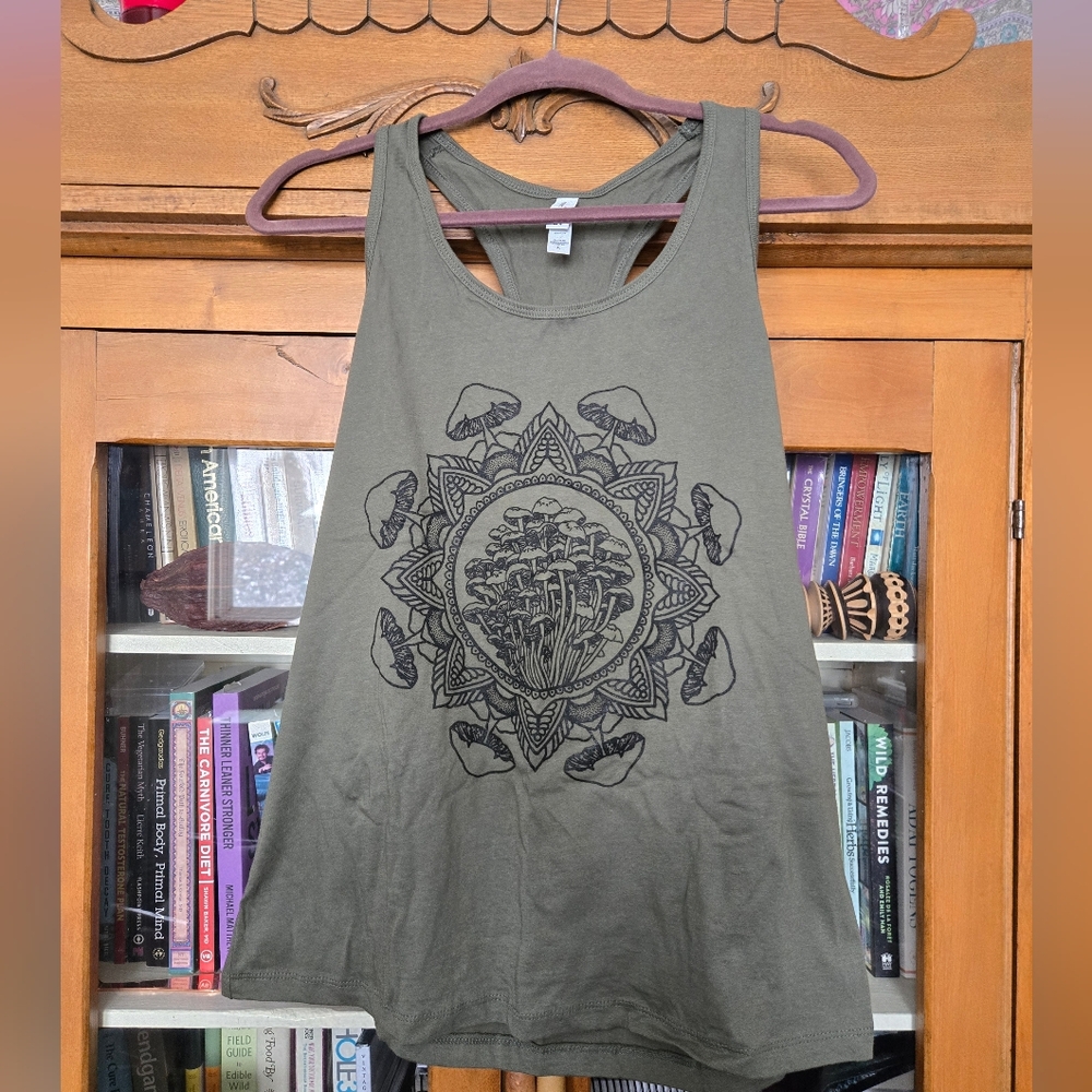 Hex Appeal MUSHROOM MANDALA Tank Top Sacred Geometry Tattoo Style